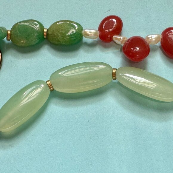 Gorgeous Handmade Aventurine, Pearls, Citrine Double Bracelet One of a Kind - Picture 4 of 9
